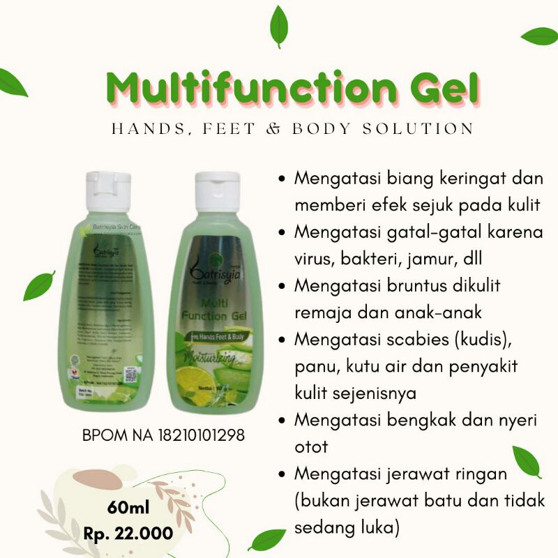 Batrisyia Multi Function Gel for Hand, Feet and Body untuk biang keringat, gatal, panu, beruntus, da