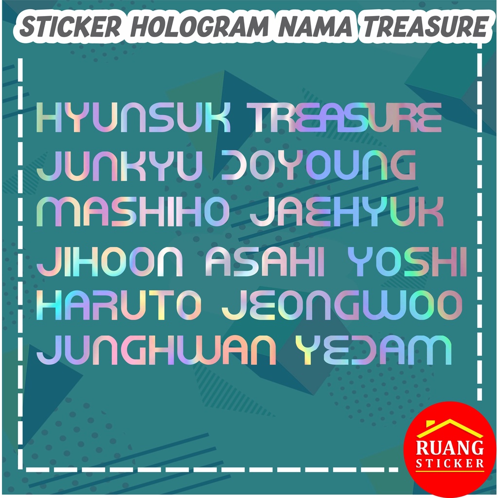 LANGSUNG JADI STIKER HOLOGRAM TREASURE STIKER TEULIGHT STICKER LIGHTSTICK TREASURE NAMA MEMBER LIGHTSTICK DECAL STICKER