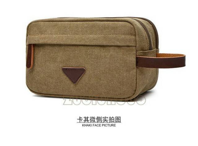 Hand bag kanvas pria mugu legums clutch tas tangan pria wanita 3 resleting pouch original kanvas 607