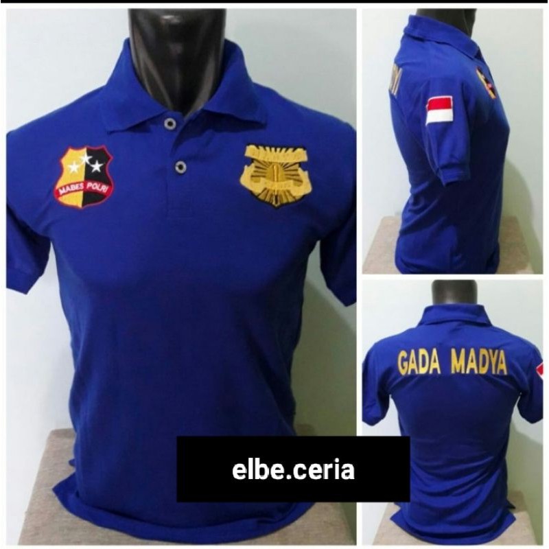 Kaos polo Gada Madya biru full bordir/kaos kerah pria