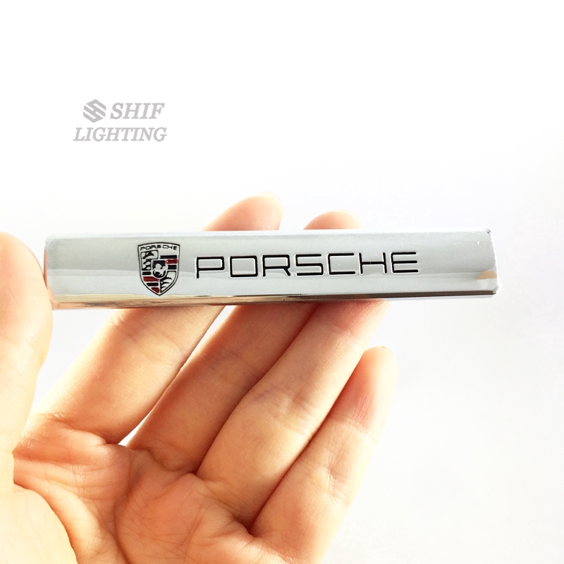 1pc Stiker Emblem Logo Porsche Bahan Metal Untuk Fender Samping Mobil Porsche