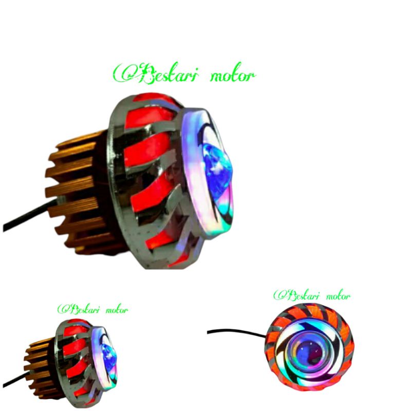 Lampu depan LED projie mini rainbow flash UK 2,5 INCH / lampu projie depan mini