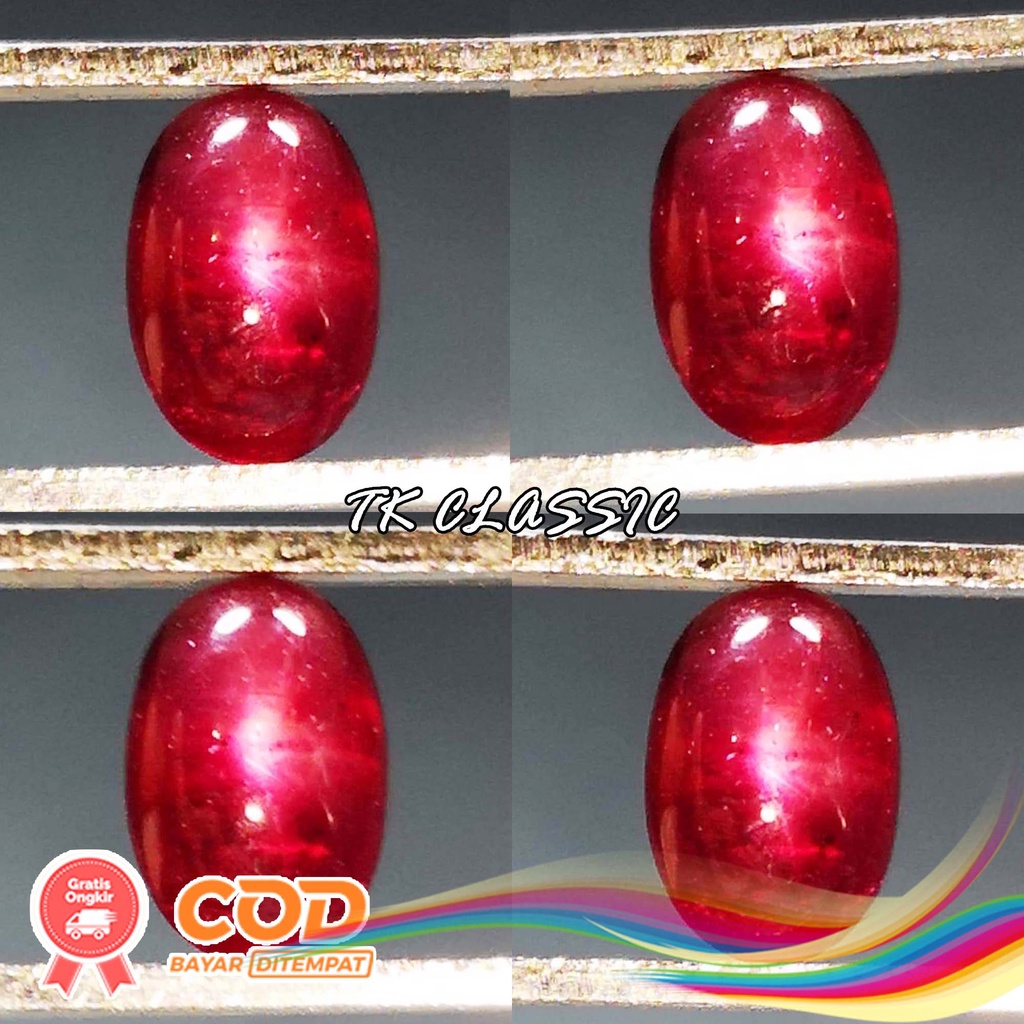 Natural Batu Permata Ruby Star Merah