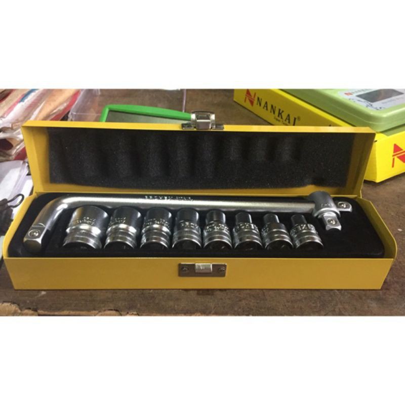 Kunci Sok Set TEKIRO 1/4" - 3/8" 21 pcs - Shock Socket Set Box Plastik