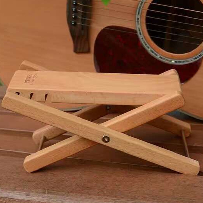 Pedal Kaki Gitar Lipat Bahan Kayu Beech Solid Dengan 3 Level Ketinggian Adjustable