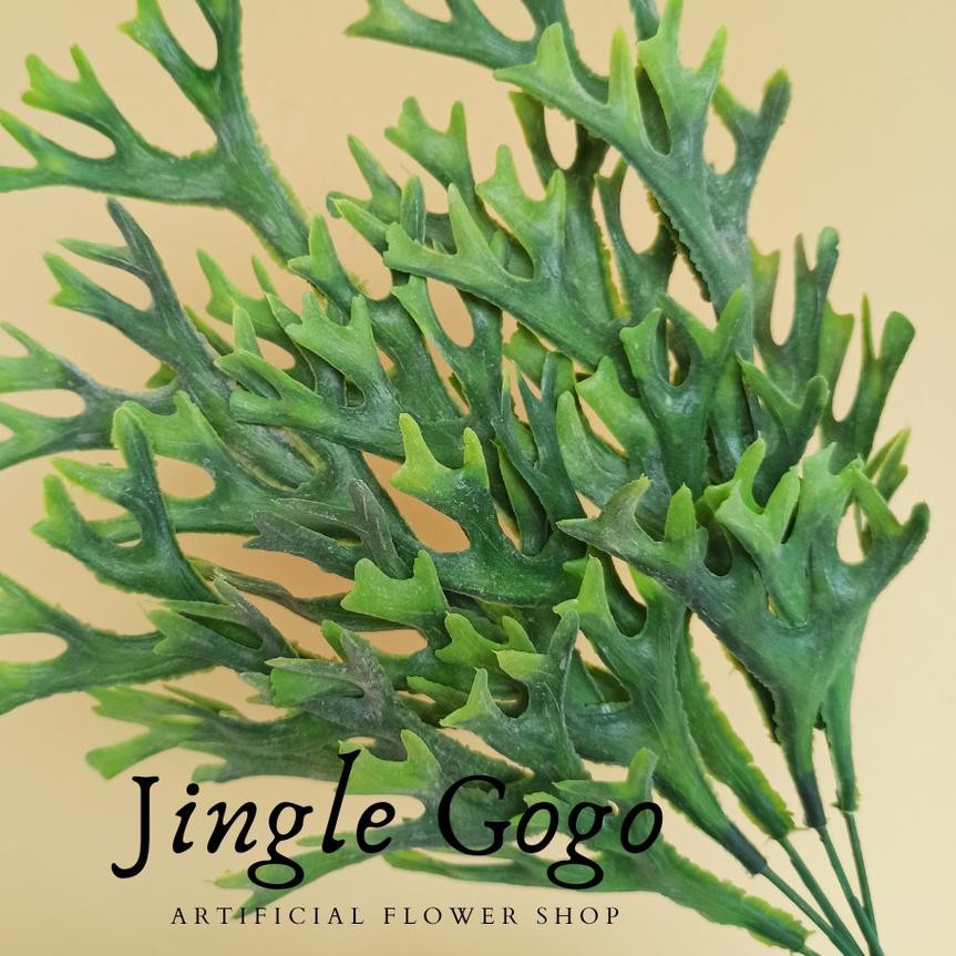 ➻ Daun Tanduk Rusa Plastik Foto Property Bunga Artifisial Hiasan Hantaran Buket Scrapbook Pakis Kija