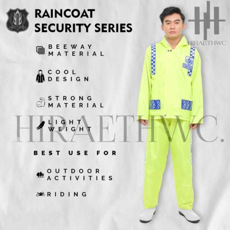 JAS HUJAN  SECURITY STELAN RAINCOAT SATPAM POLISI POLRI BAHAN WATERPROF ANTI AIR BAJU CELANA