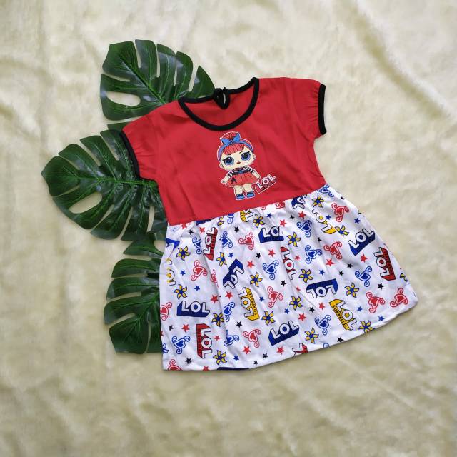 Daster Anak  uk 1-2tahun / Daster Anak Karakter / Dress Anak Perempuan Bahan Kaos Baju Harian Anak