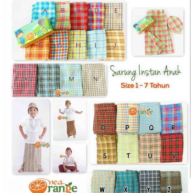 SARUNG INSTAN ANAK SET PECI - BAJU KOKO ORANGE | baju koko anak murah | SARUNG Anak branded murah