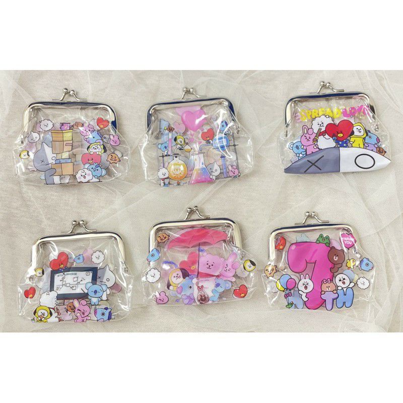 DOMPET KOIN BEHEL BTS BT21 BENING TRANSPARANT WARNA