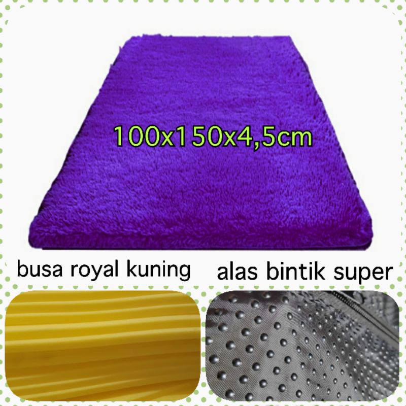 (PREMIUM) Karpet Bulu Rasfur KARINDO, isi BUSA KUNING, alas BINTIK ANTISLIP 100x150x6,5cm (PR:K48)