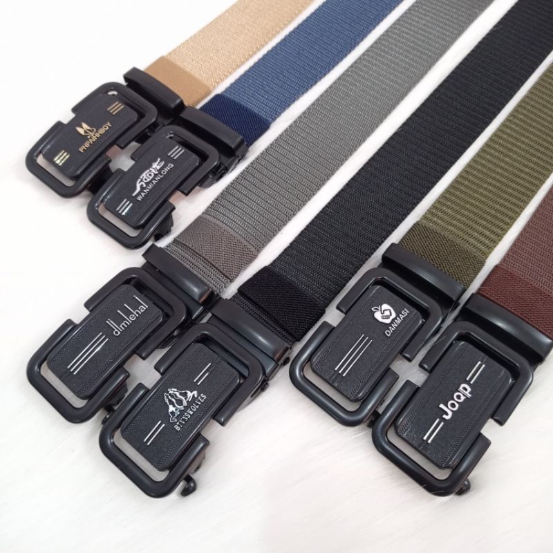 Ikat Pinggang import Pria Canvas Nylon Belt Nylon Canvas Sabuk Pria Nylon Kepala Logam Besi -046