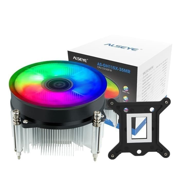 Cpu cooler gaming alseye airmax rgb tdp 75w for intel 1151-1150-1155-1156 as-gh115x-35mr - fan heats