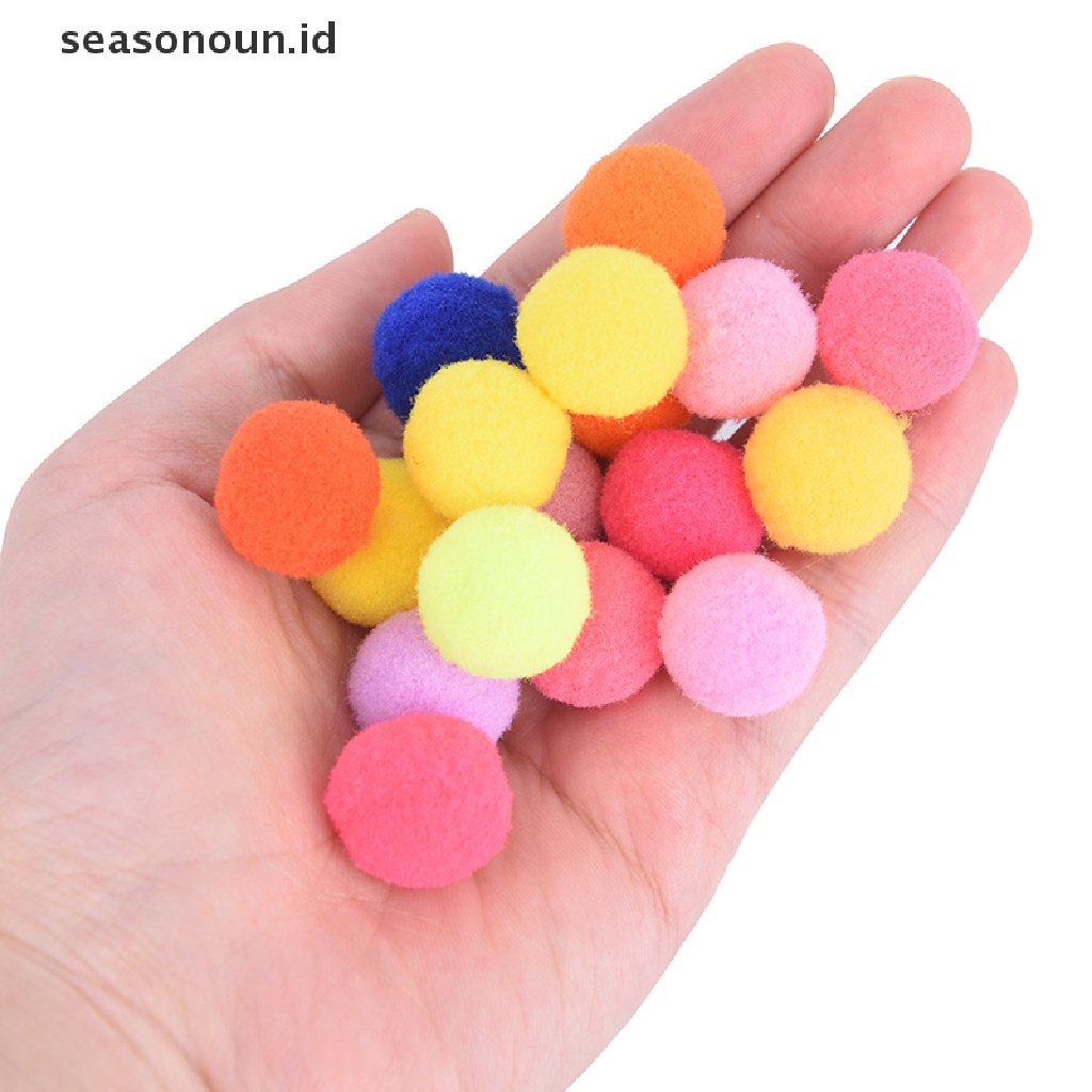 100 Pcs Bola Pom Poms Warna-Warni Ukuran 10mm 20mm Untuk Kerajinan Tangan