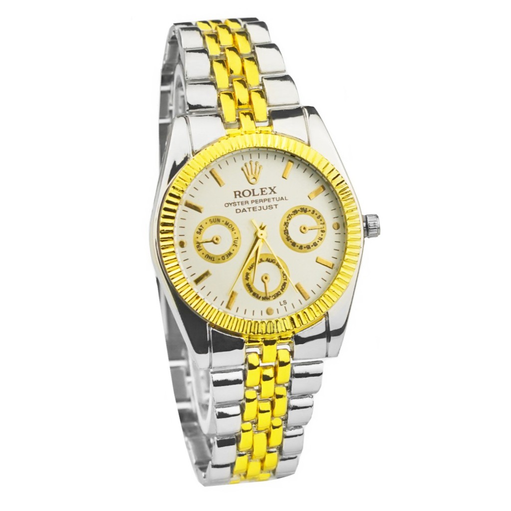 WBS  JAM TANGAN COUPLE FREE BATERAI ✅COD ROLEX RANTAI CHRONO IMPORT GROSIR MURAH SPORT  CASUAL PASANGAN PRIA WANITA ANAK REMAJA DEWASA RX004-PRIA KOMBI PLAT PUTI