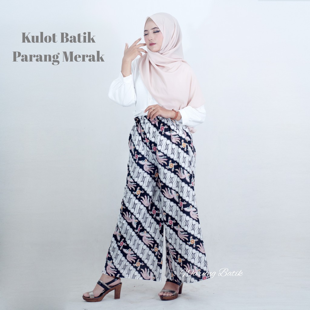 KULOT BATIK WANITA PEKALONGAN SOGAN MOTIF BATIK JARIK LAWASAN CULLOTES PANTS MURAH KULOT BATIK-Parang merak