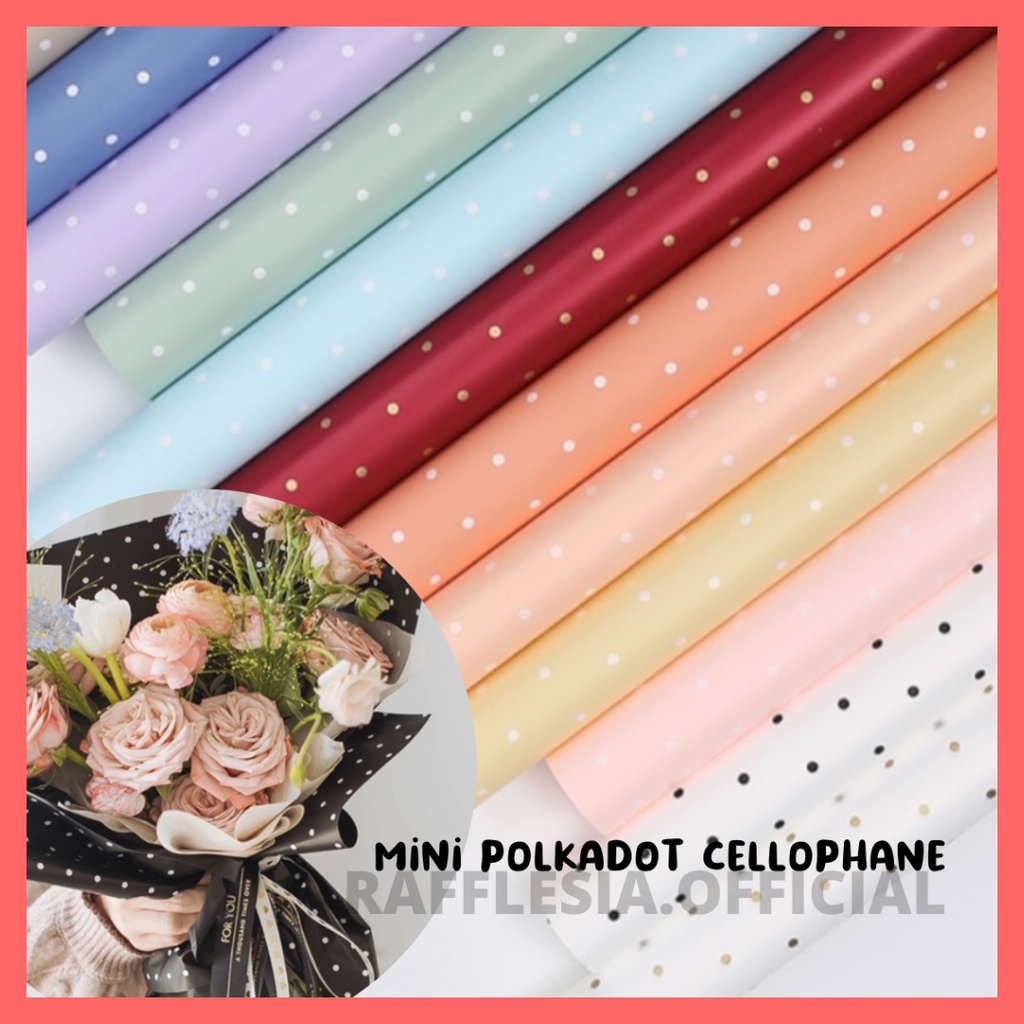 

[5 LEMBAR] FLOWER WRAPPING MINI POLKADOT CELLOPHANE WATERPROOF KERTAS BUKET BUNGA FLOWER WRAP/ PEMBUNGKUS