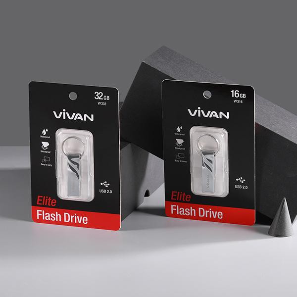 FLASHDISK VIVAN VF332 32GB With Ring Design Silver garansi resmi