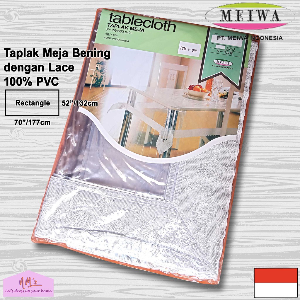 Table Cloth Taplak meja makan ruang tamu plastik persegi panjang PVC transparan bening motif - NMs