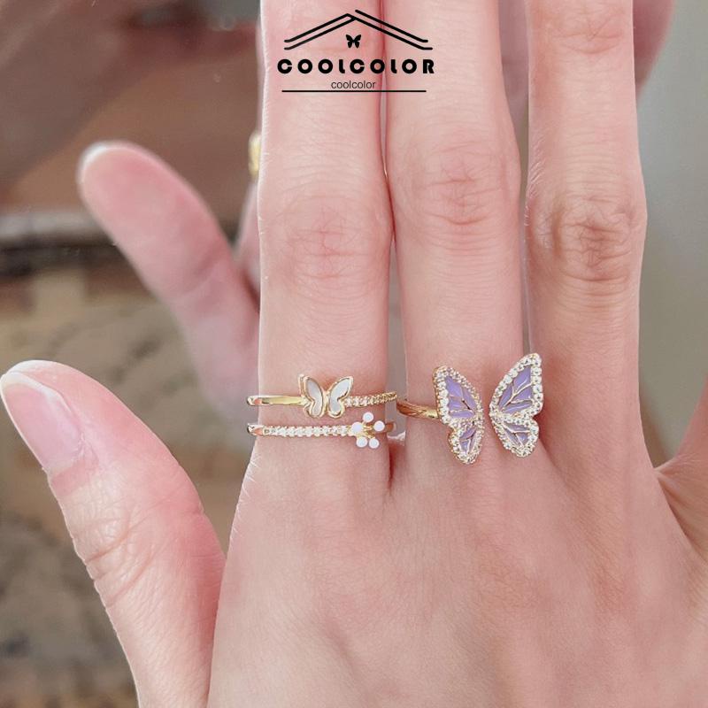 COD❤️Cincin Kupu-kupu Wanita Desain Niche Cincin Unik Mutiara kelas atas Fashion Ring Jewelry Perhiasan Aksesoris Hadiah Ulang Tahun