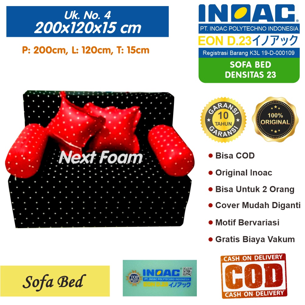 Sofa Bed Inoac Ukuran No 4 200x120x15 Tebal 15 cm EON LG D 23 ORIGINAL INOAC Garansi 10 Tahun