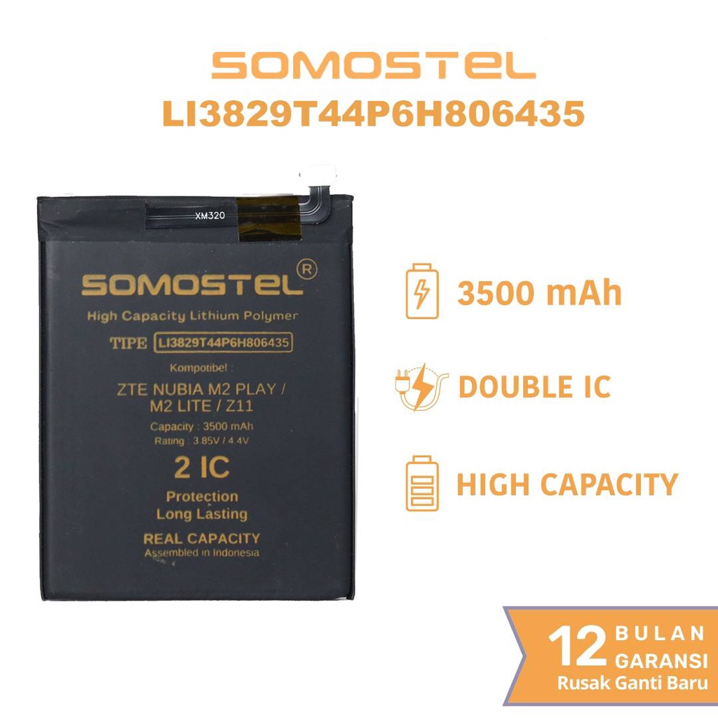 Somostel - LI3829T44P6H806435 ZTE Nubia M2 Play / M2 Lite / Z11 Batre Batrai Baterai