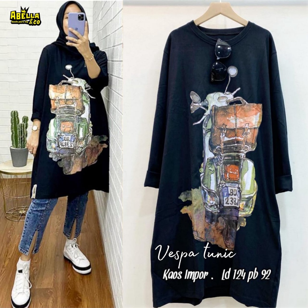 VESPA TUNIC VESPA #2 VESPA #3 SILENCE TUNIK BY ABELLA MASILCA LAIQA |BAJU TUNIK JUMBO ATASAN WANITA 