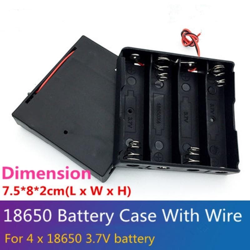 4x Holder Battery 18650 dudukan Baterai Case Box Kotak Batre Kabel