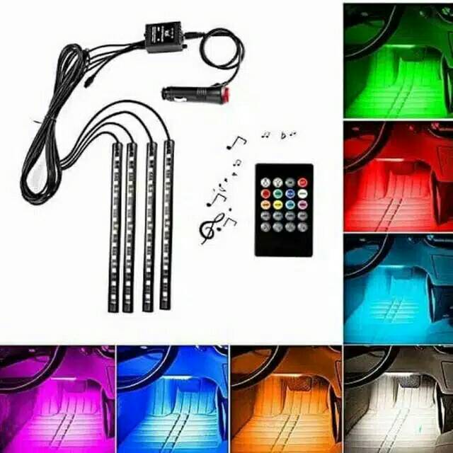 Lampu LED Variasi Kolong Kabin Footstep Mobil Multi Colour RGB Remote Music