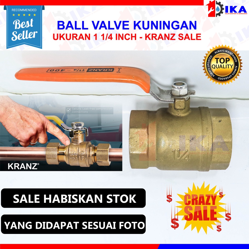 KRANZ Ball Valve 1-1/4 Katup Keran Stop Kran Kuningan Drat Dalam Brass 1,25 inch 1 1/4&quot;