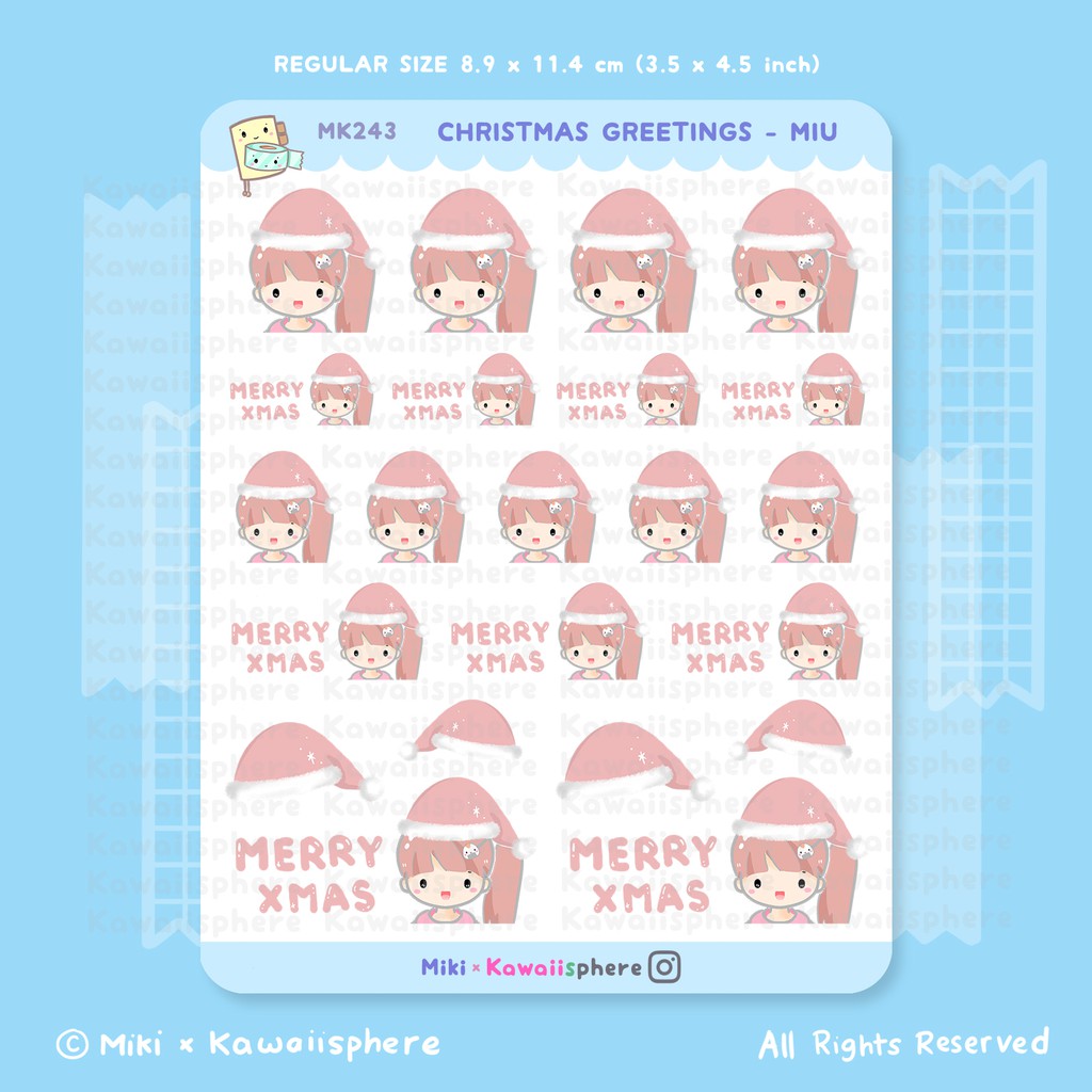 

Christmas Greetings Miu | MK243 Kawaiisphere Christmas Journal / Ring Binder Sticker | Stiker Natal