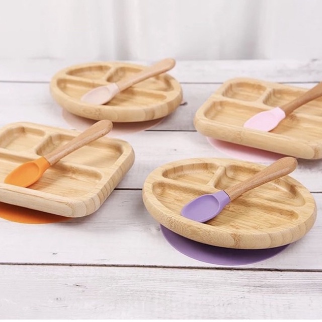 Bamboo Suction Plate / Silicone Plate / Piring Makan Anak Anti Tumpah