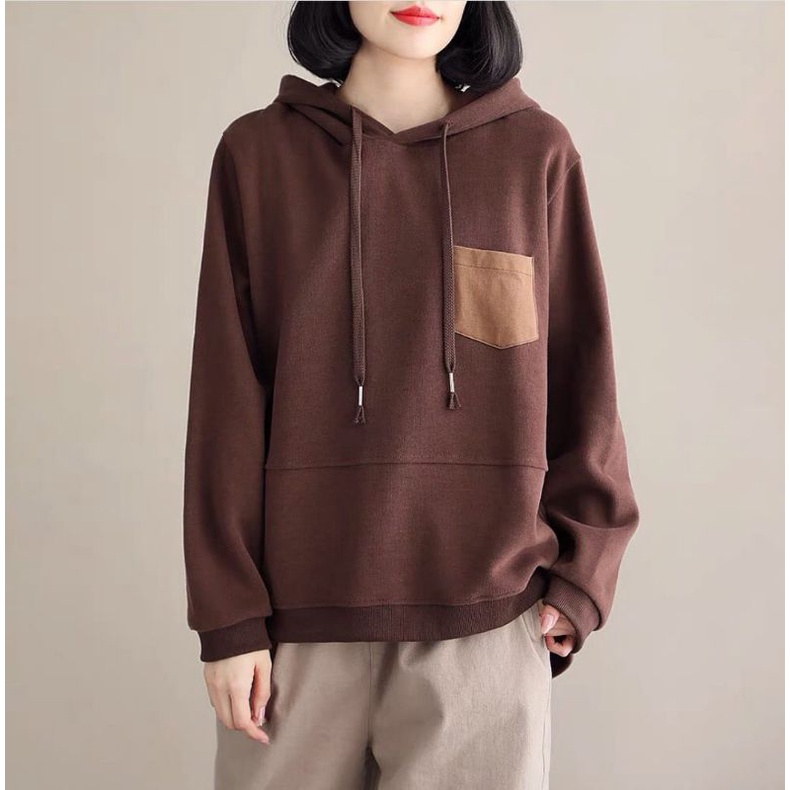 KAYLE POCKET HOODIE | Sweater Hoodie Oversize Size M.L.XL | Sweater Hoodie Wanita Sweatshirt