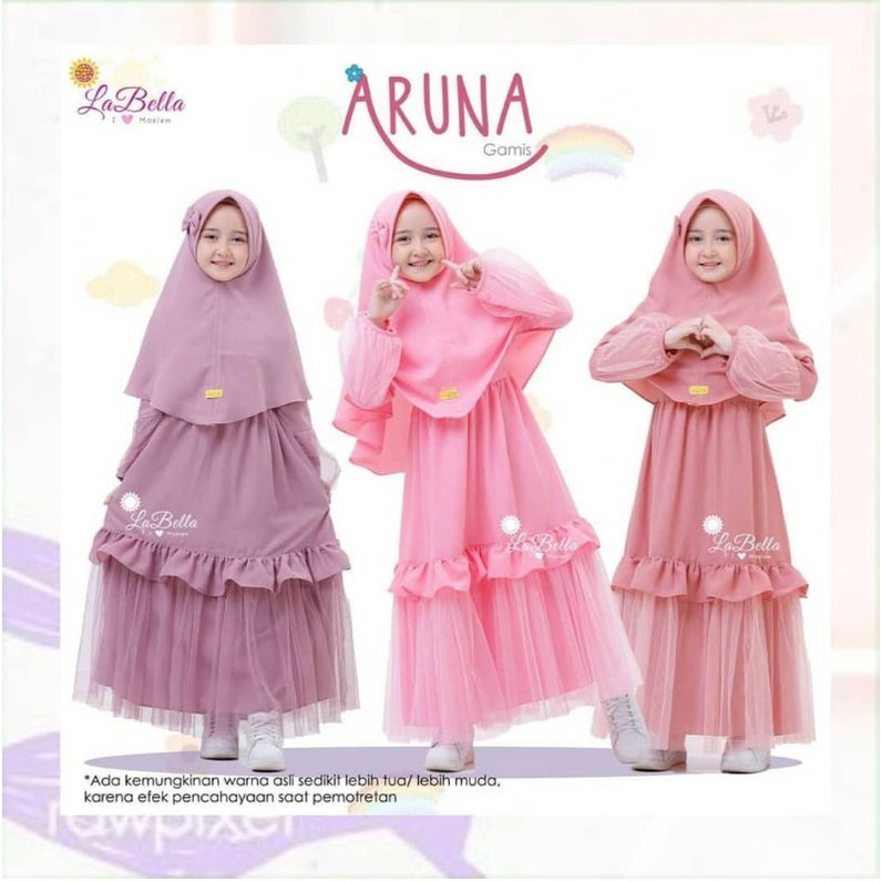 Gamis Aruna Set hijab Aruna Gamis anak kekinian lengkap 1-12 Tahun