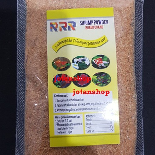 RRR SHRIMP POWDER bubuk udang halus pelet makanan pakan burayak ikan hias kecil cupang guppy