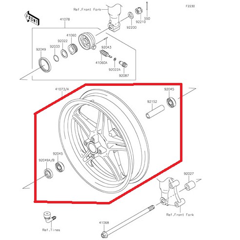 Velg Depan Kawasaki KSR 110 Original, Ready Stock