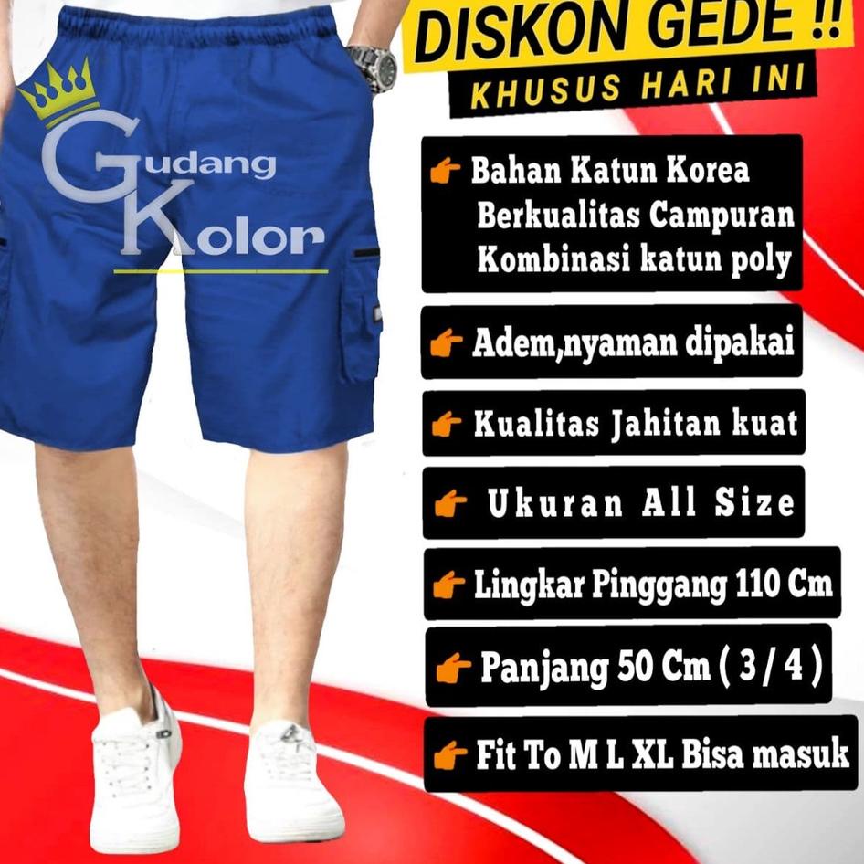 [PROMO FVB92] Celana Pendek Cargo Pria Cwok 3/4 Santai Cowok Dewasa Bahan Katun Boss Kargo Polos Pin