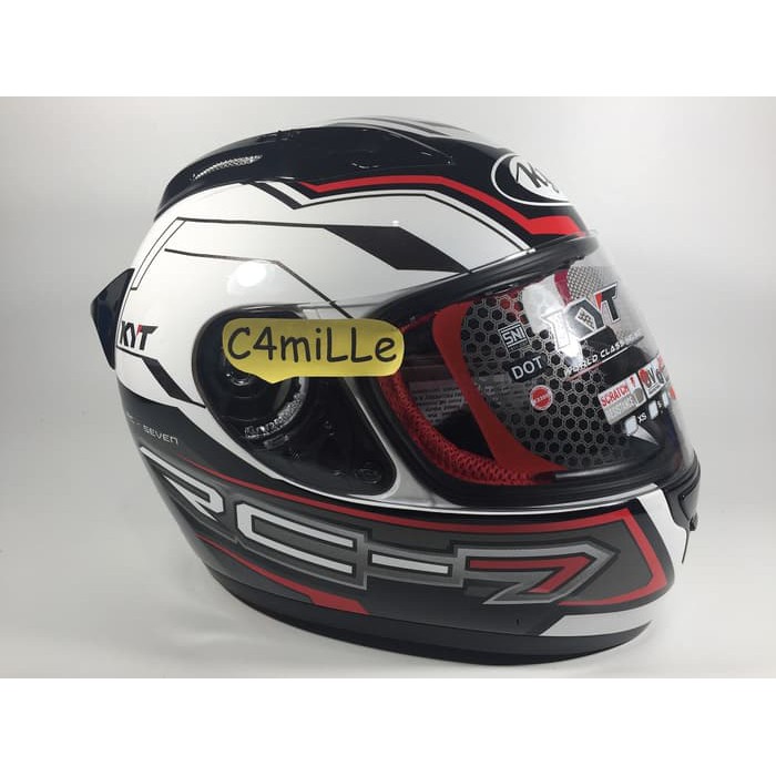 Helm Full Face KYT RC 7 / RC7 #14 White Black Red