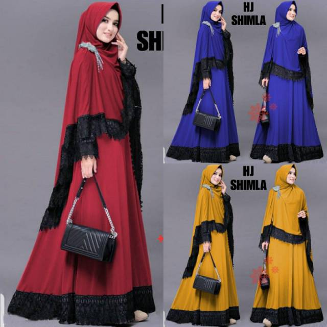 BAJU GAMIS HIMLA DRESS Wanita  2in 1 Gamis Renda Import