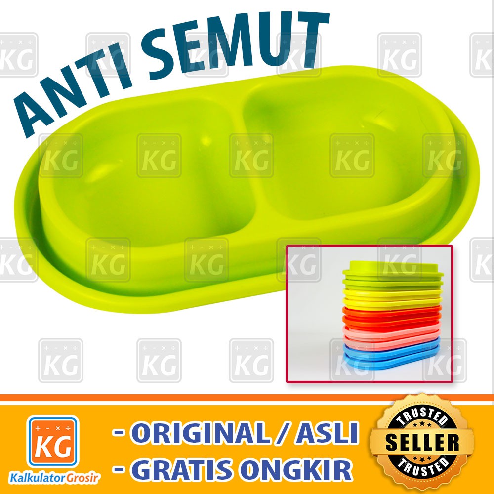 Tempat Makan Minum Pet Bowl Double Food Drink Anijng Kucing Hewan Anti Semut Warna