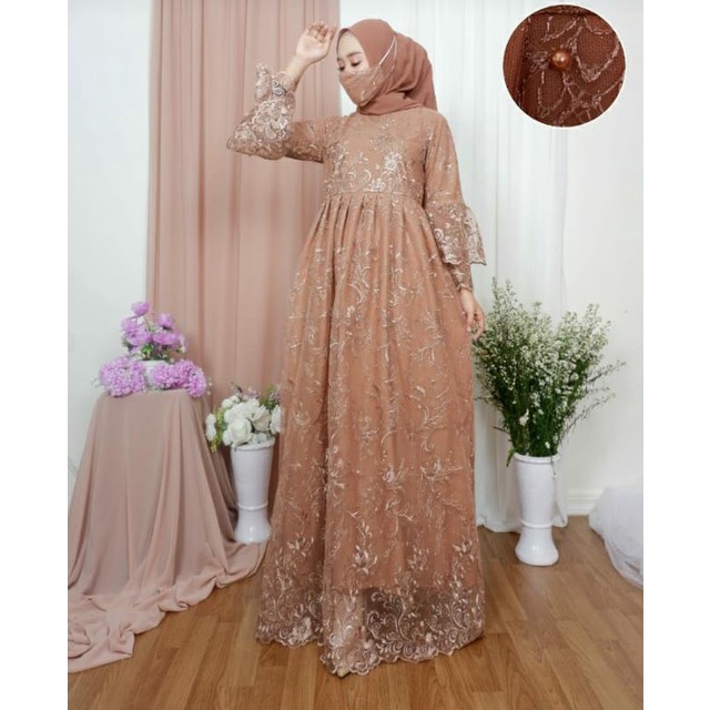 Ready Gamis Yumna Tulle / Gamis Pesta / Gamis Modern / Gamis Terbaru by galery sabeena