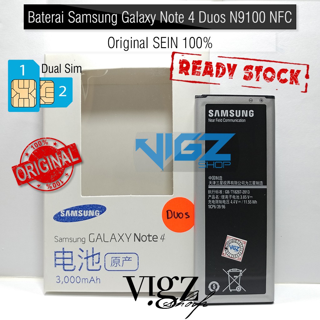 Baterai Samsung Galaxy Note 4 Duos Dual Sim N9100 NFC Original SEIN 100%