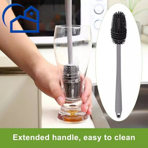 Sikat Pembersih Gelas Botol Bahan Silikon Dengan Gagang Panjang Multifungsi 30069