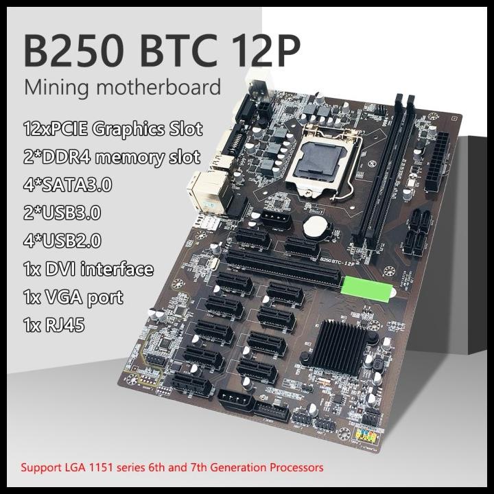 Motherboard B250 Btc-12P Btc 12P B250Btc-12P Lga1151 Mining 12 Pcie Promo Hari Ini