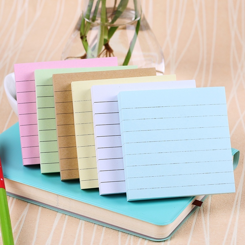 Stationery Sticky Notes Square Soild Color Memo Pad 80 Pages Sticker