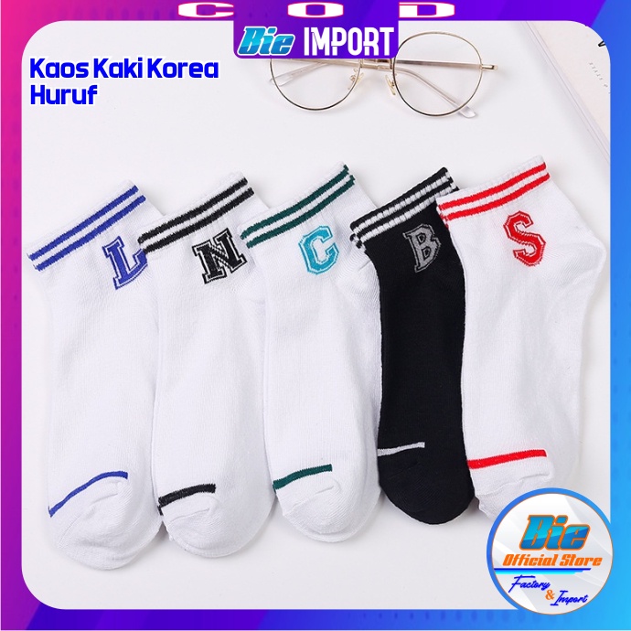 Kaos kaki Korea Wanita Motif  Huruf Impor Best Seller