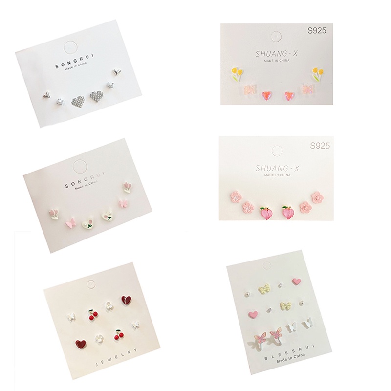 Set Anting Stud Desain Bunga Tulip Cherry Peach Aksen Mutiara Untuk Wanita