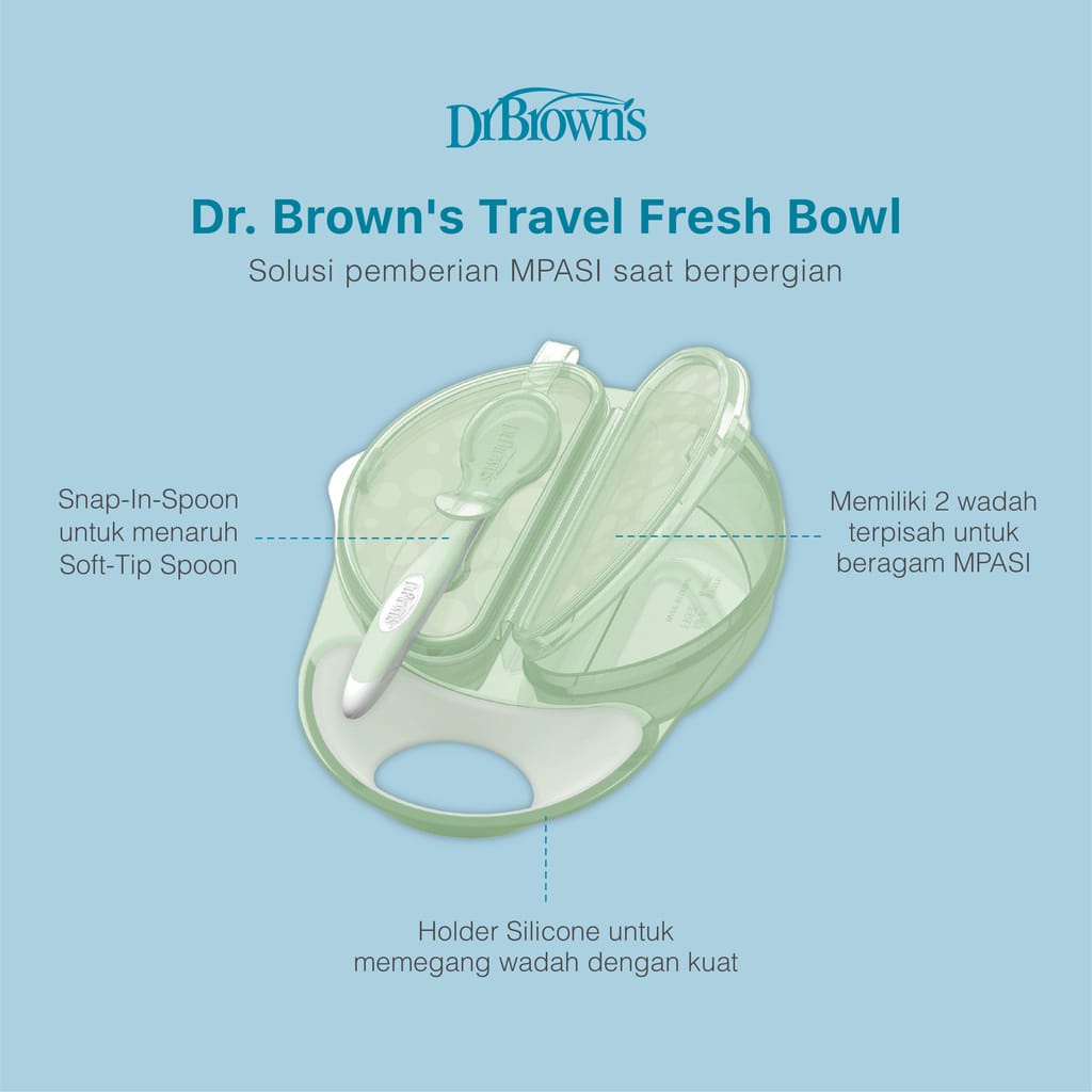 Dr Brown - Travel Fresh™ Bowl &amp; Spoon / wadah mpasi / mangkok makan / kotak makan