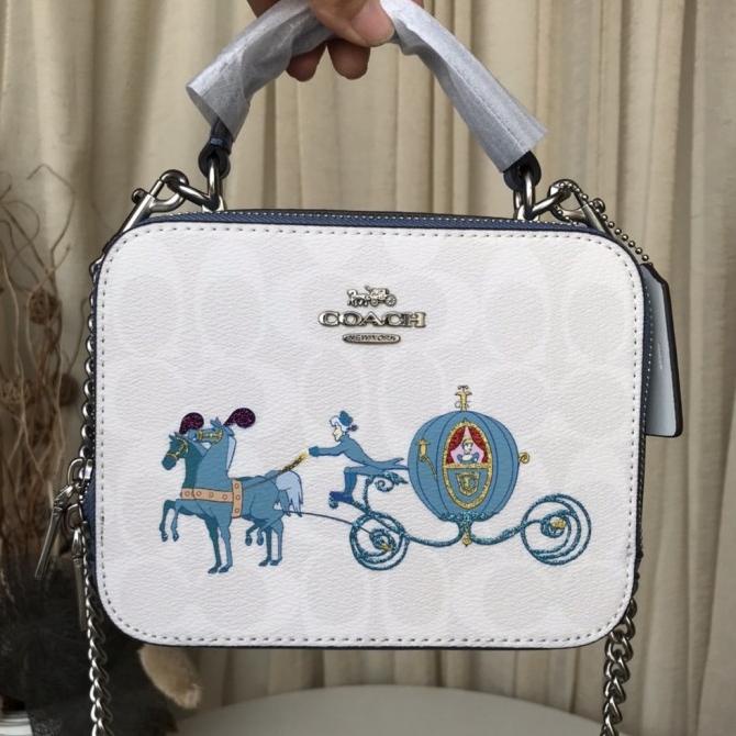 Bag Canvas - Tas Coach C1426 Disney Box Crossbody In Signature Canvas Cinderella