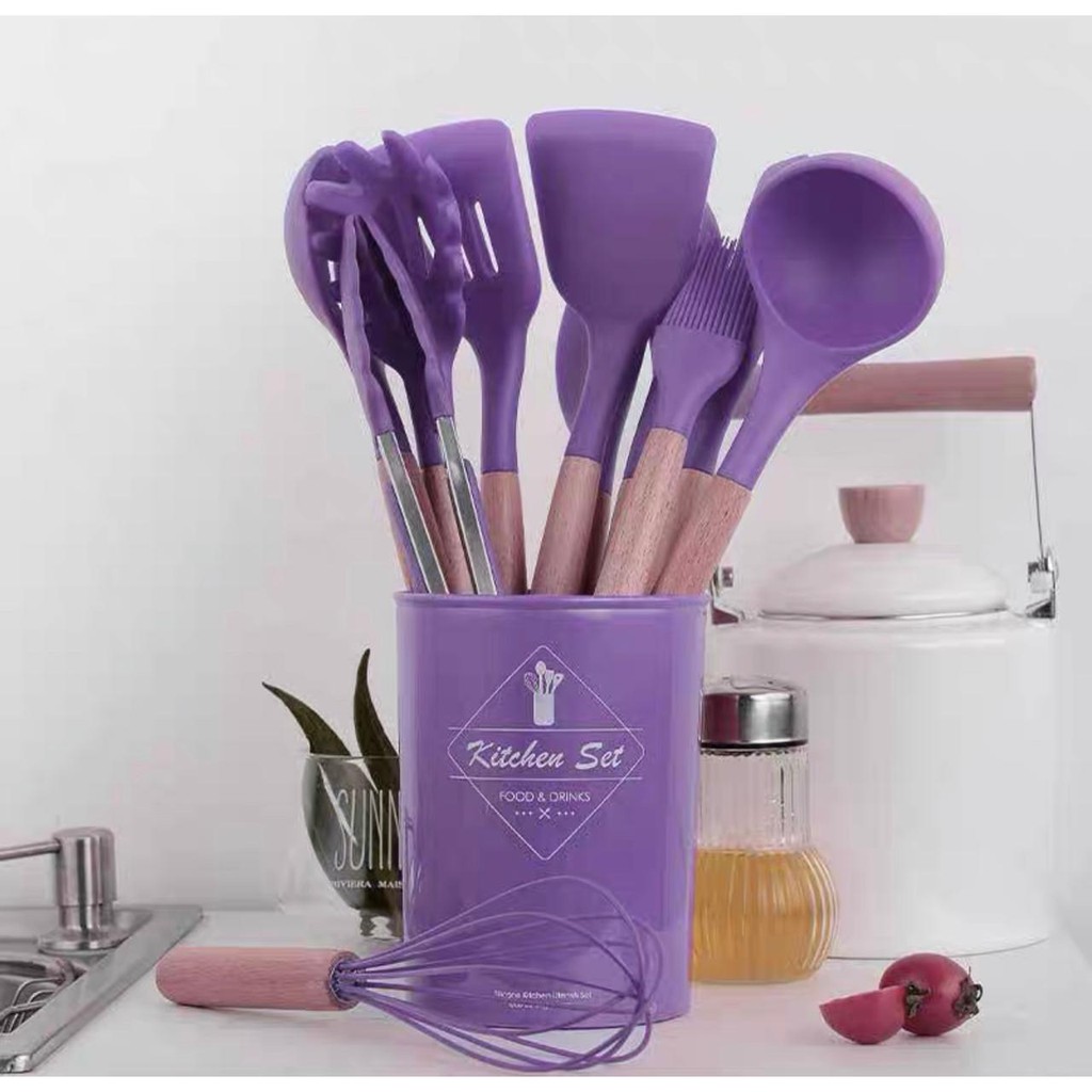 Silicone Utensil Set 11 Pcs Peralatan Dapur Alat Masak Silikon Baking Sutil Spatula Set Silikon-7